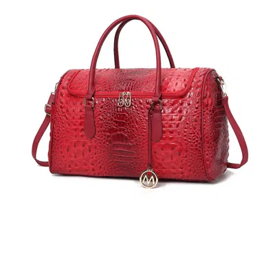 Mkf Collection By Mia K Rina Crocodile Embossed Vegan Leather Women's Duffle Bag In Red