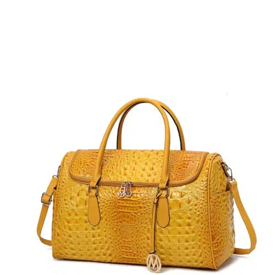 Mkf Collection By Mia K Rina Crocodile Embossed Vegan Leather Women's Duffle Bag In Yellow
