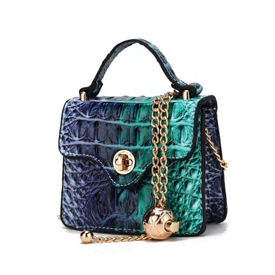 Mkf Collection By Mia K River Gradient Rainbow Faux Crocodile-embossed Vegan Leather Women's Mini Crossbody Bag By Mia K In Blue