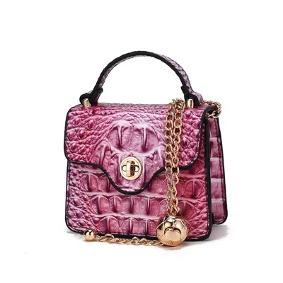 Mkf Collection By Mia K River Gradient Rainbow Faux Crocodile-embossed Vegan Leather Women's Mini Crossbody Bag By Mia K In Pink