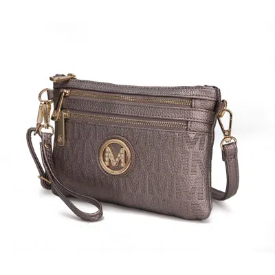 Mkf Collection By Mia K Roonie Milan "m" Signature Crossbody Wristlet In Silver