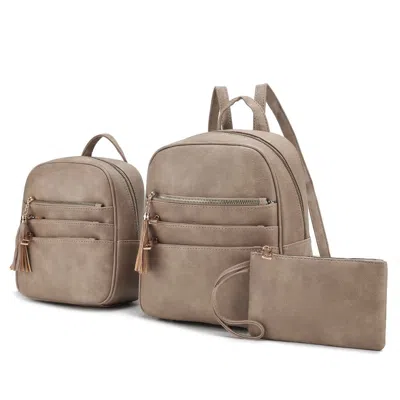 Mkf Collection By Mia K Roxane Vegan Leather Women's Backpack With Mini Backpack And Wristlet Pouch- 3 Pieces In White