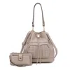 Mkf Collection By Mia K Ryder Vegan Leather Women's Shoulder Bag With Wallet - 2 Pieces In Beige
