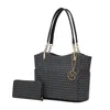 Mkf Collection By Mia K Savannah M Logo Printed Vegan Leather Women's Tote And Wristlet Wallet - 2 Pieces In Grey