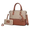 Mkf Collection By Mia K Saylor Circular M Emblem Print Women's Tote Bag With Matching Wristlet Wallet - 2 Pieces In Beige