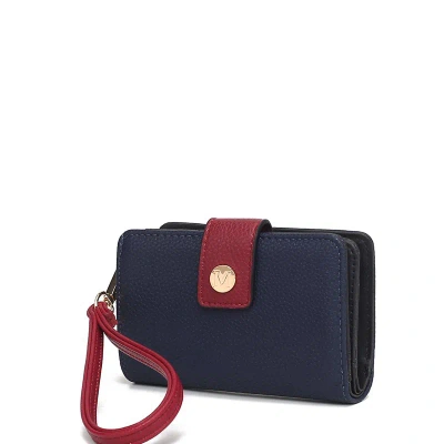 Mkf Collection By Mia K Shira Color Block Vegan Leather Women's Wallet With Wristlet In Blue