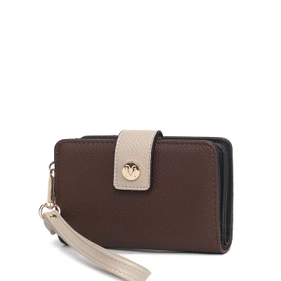 Mkf Collection By Mia K Shira Color Block Vegan Leather Women's Wallet With Wristlet In Brown