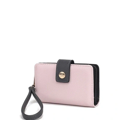 Mkf Collection By Mia K Shira Color Block Vegan Leather Women's Wallet With Wristlet In Pink