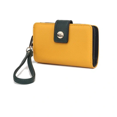 Mkf Collection By Mia K Shira Color Block Vegan Leather Women's Wallet With Wristlet In Yellow