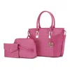 Mkf Collection By Mia K Shonda Women's Fashion Tote Bag With Cosmetic Pouch & Wristlet 3 Pcs Set By Mia K In Pink