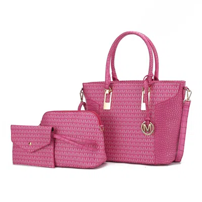 Mkf Collection By Mia K Shonda Women's Fashion Tote Bag With Cosmetic Pouch & Wristlet 3 Pcs Set By Mia K In Pink