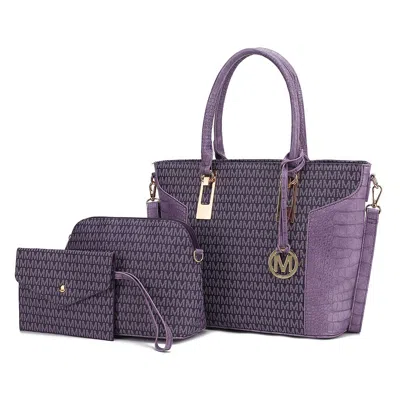 Mkf Collection By Mia K Shonda Women's Fashion Tote Bag With Cosmetic Pouch & Wristlet 3 Pcs Set By Mia K In Purple