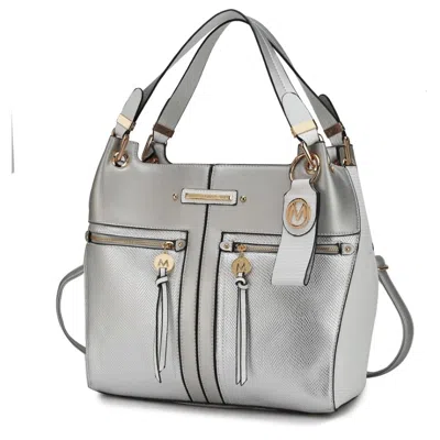 Mkf Collection By Mia K Sofia Vegan Leather Tote With Keyring In Silver