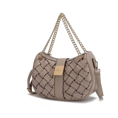 Mkf Collection By Mia K Solari Braided Chain Vegan Leather Shoulder Bag, Chic & Functional In Beige