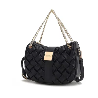 Mkf Collection By Mia K Solari Braided Chain Vegan Leather Shoulder Bag, Chic & Functional In Black