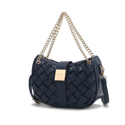 Mkf Collection By Mia K Solari Braided Chain Vegan Leather Shoulder Bag, Chic & Functional In Blue