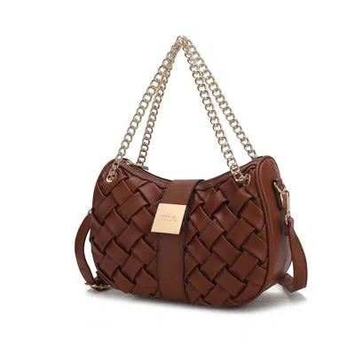 Mkf Collection By Mia K Solari Braided Chain Vegan Leather Shoulder Bag, Chic & Functional In Brown
