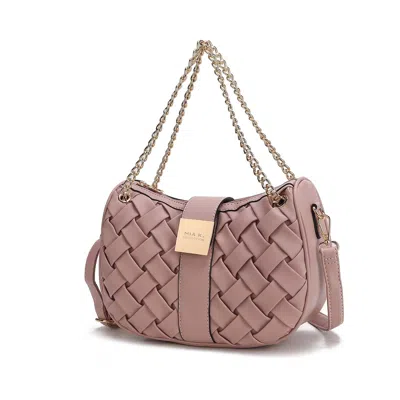 Mkf Collection By Mia K Solari Braided Chain Vegan Leather Shoulder Bag, Chic & Functional In Pink