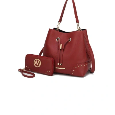 Mkf Collection By Mia K Solid Bella Bucket Handbag In Red