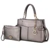 Mkf Collection By Mia K Tenna Vegan Leather Women's Satchel Bag With Wristlet In Silver