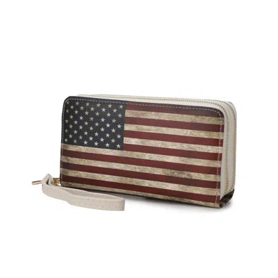 Mkf Collection By Mia K Uriel Vegan Leather Women's Flag Wristlet Wallet In Beige