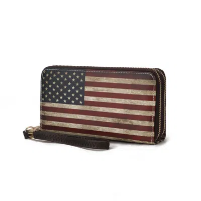 Mkf Collection By Mia K Uriel Vegan Leather Women's Flag Wristlet Wallet In Gold