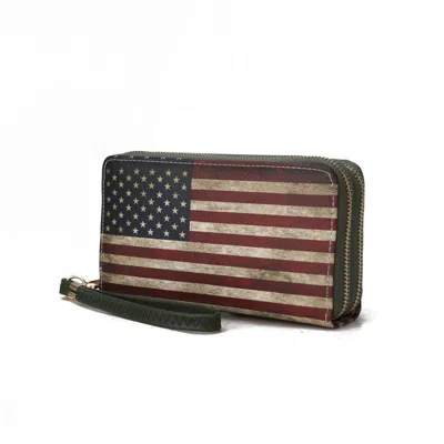 Mkf Collection By Mia K Uriel Vegan Leather Women's Flag Wristlet Wallet In Green