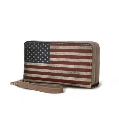 Mkf Collection By Mia K Uriel Vegan Leather Women's Flag Wristlet Wallet In Grey