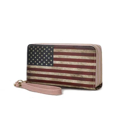 Mkf Collection By Mia K Uriel Vegan Leather Women's Flag Wristlet Wallet In Pink