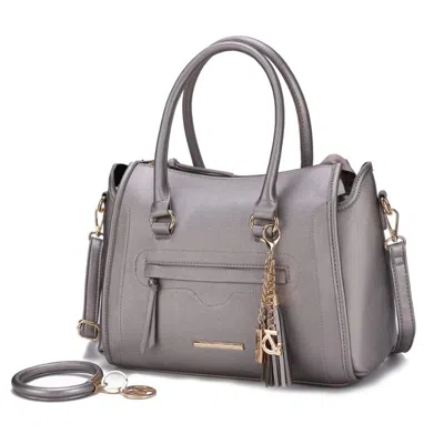 Mkf Collection By Mia K Valeria Satchel Handbag With Keyring In Silver
