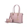 Mkf Collection By Mia K Vanessa Women's Tote Bag With Wristlet Wallet, Solid Vegan Leather Handbag Purse Set By Mia K In Multi