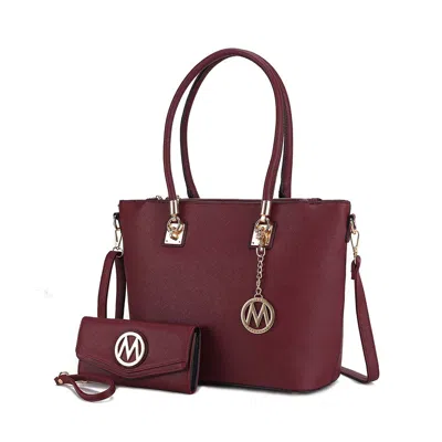 Mkf Collection By Mia K Vanessa Women's Tote Bag With Wristlet Wallet, Solid Vegan Leather Handbag Purse Set By Mia K In Pink