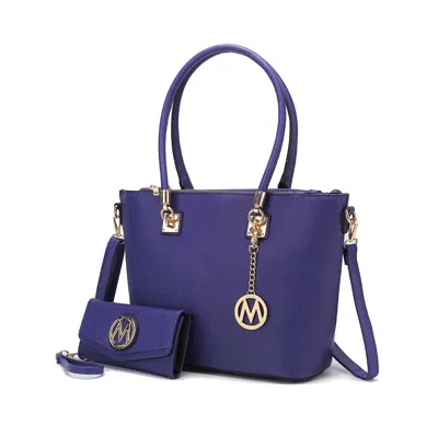 Mkf Collection By Mia K Vanessa Women's Tote Bag With Wristlet Wallet, Solid Vegan Leather Handbag Purse Set By Mia K In Purple