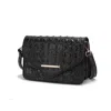 Mkf Collection By Mia K Vanta Saddle Croc-embossed Vegan Leather Shoulder Handbag In Black