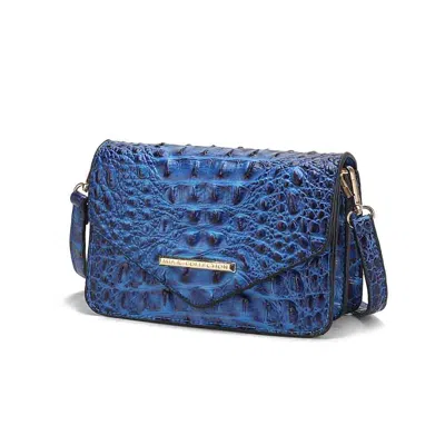 Mkf Collection By Mia K Vanta Saddle Croc-embossed Vegan Leather Shoulder Handbag In Blue