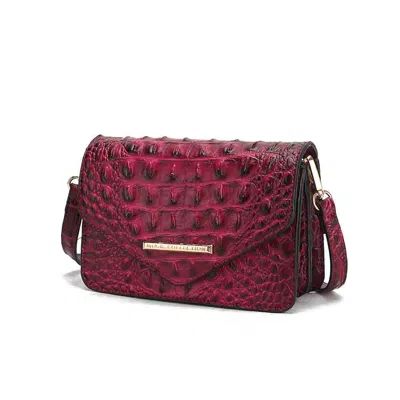 Mkf Collection By Mia K Vanta Saddle Croc-embossed Vegan Leather Shoulder Handbag In Pink