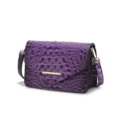 Mkf Collection By Mia K Vanta Saddle Croc-embossed Vegan Leather Shoulder Handbag In Purple