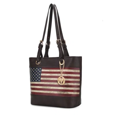Mkf Collection By Mia K Vera Vegan Leather Patriotic Flag Pattern Women's Tote Bag In Gold