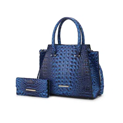 Mkf Collection By Mia K Viridiana Luxe Croc-embossed Tote Bag Elegant And Versatile Handbag In Blue