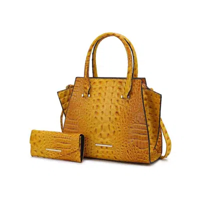 Mkf Collection By Mia K Viridiana Luxe Croc-embossed Tote Bag Elegant And Versatile Handbag In Yellow
