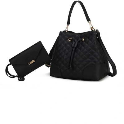 Mkf Collection By Mia K Wendy Bucket Bag With Wristlet – 2 Pieces In Black