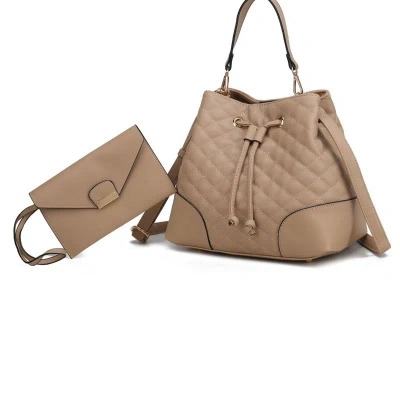 Mkf Collection By Mia K Wendy Bucket Bag With Wristlet – 2 Pieces In Brown