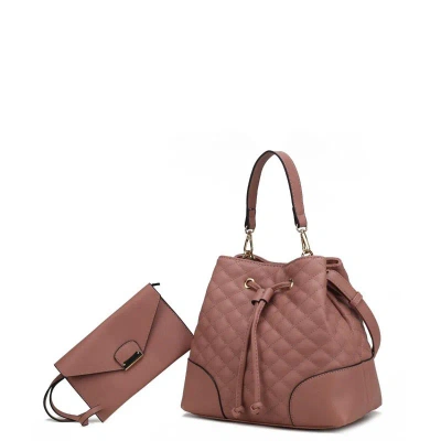 Mkf Collection By Mia K Wendy Bucket Bag With Wristlet – 2 Pieces In Pink