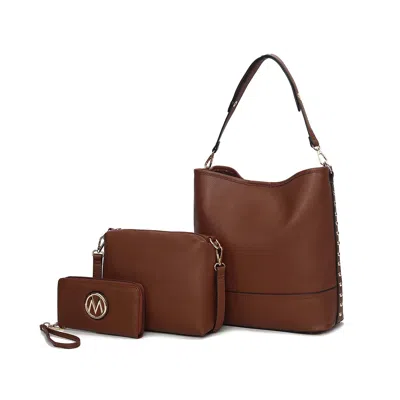 Mkf Collection By Mia K Wren Vegan Leather Women's Hobo With Pouch And Wristlet Wallet By Mia K In Brown