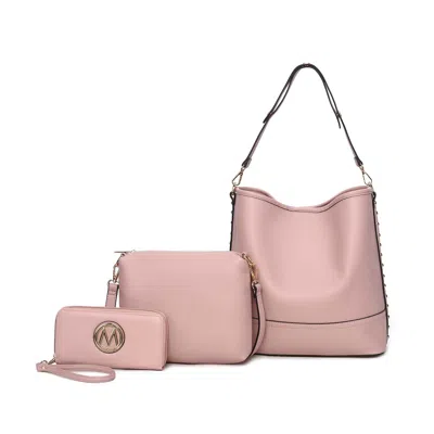 Mkf Collection By Mia K Wren Vegan Leather Women's Hobo With Pouch And Wristlet Wallet By Mia K In Pink