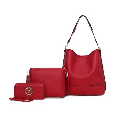 Mkf Collection By Mia K Wren Vegan Leather Women's Hobo With Pouch And Wristlet Wallet By Mia K In Red