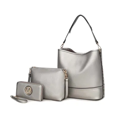 Mkf Collection By Mia K Wren Vegan Leather Women's Hobo With Pouch And Wristlet Wallet By Mia K In Silver