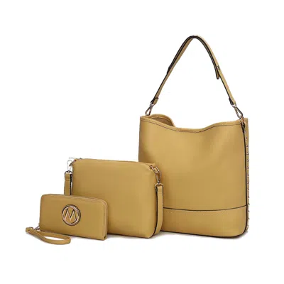 Mkf Collection By Mia K Wren Vegan Leather Women's Hobo With Pouch And Wristlet Wallet By Mia K In Yellow