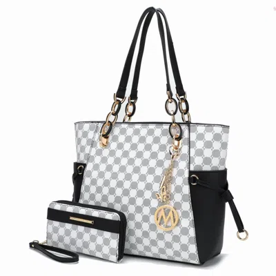 Mkf Collection By Mia K Xenia Circular Print Tote Bag With Wallet - 2 Pieces In Black
