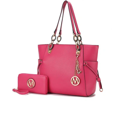 Mkf Collection By Mia K Xenia Circular Print Tote Bag With Wallet In Pink